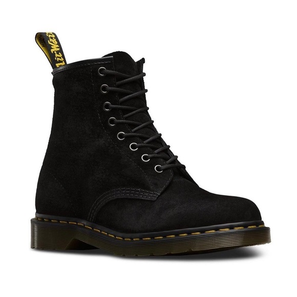 Dr. Martens Soft Buck‎ Suede Leather Boots, Black - Picture 1 of 8